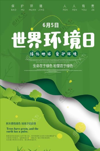 绿色世界环境日保护环境海报设计