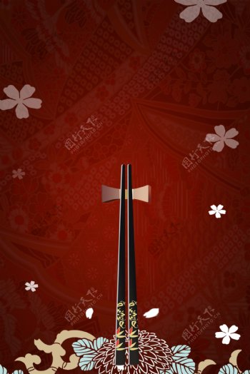 红色古风筷子古典广告背景