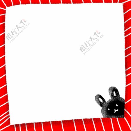 红黑小兔子实用卡通边框PNG图片