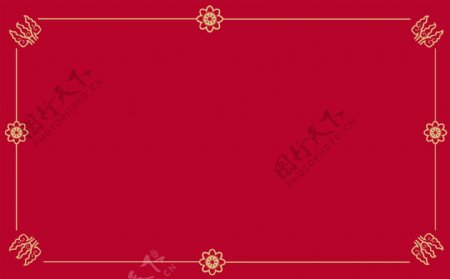 中国风红色底纹烫金细线矢量边框