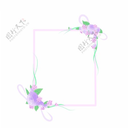 紫色的花朵边框插画