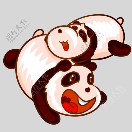 两只可爱的大熊猫插图