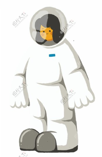 航天日穿着太空服的女孩插画