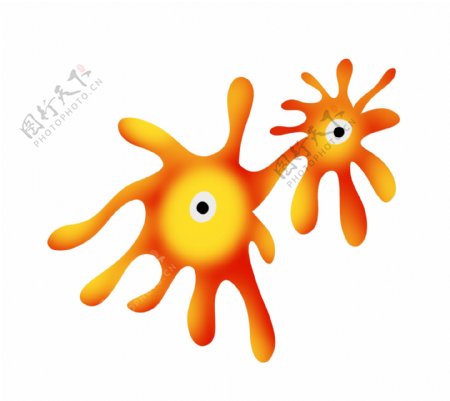 橘红色病毒细菌插画