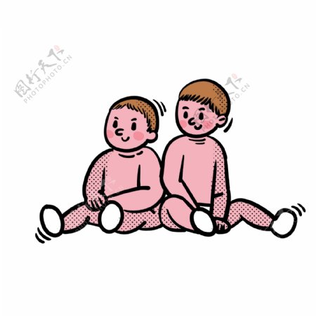 卡通矢量免抠可爱两个坐着的婴儿宝宝