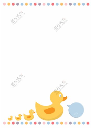 黄色小鸭子边框插画