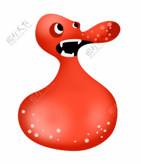 红色鸭子形细菌插画