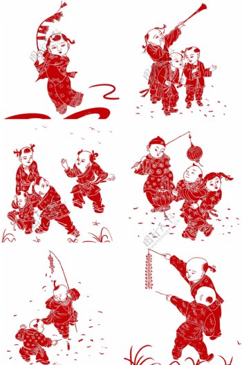 剪纸复古中国风插画