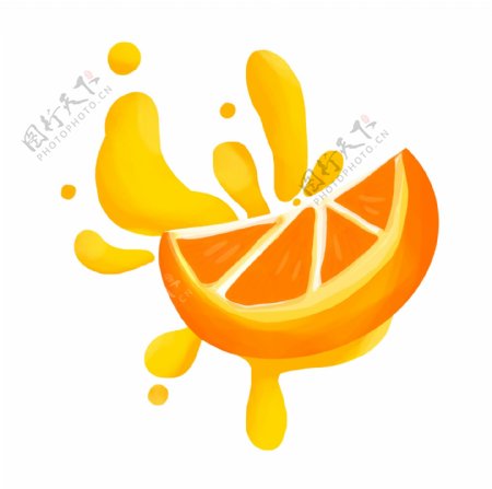 手绘的橙子瓣插画