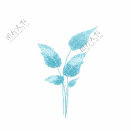 蓝色植物水彩手绘