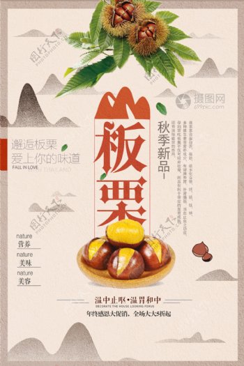 大气中国风美食板栗海报