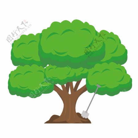 绿色大树卡通透明素材