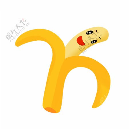 手绘卡通水果可爱笑脸香蕉