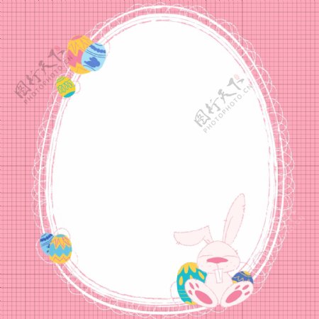 复活节兔子彩蛋边框设计