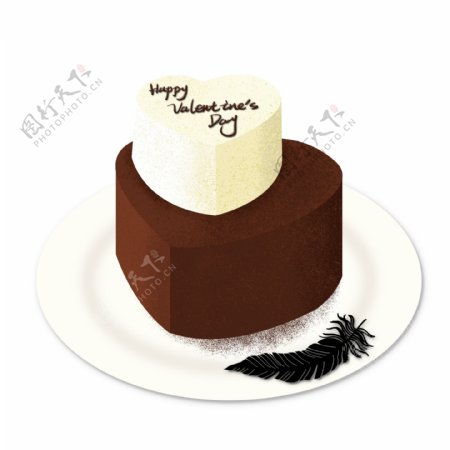 黑色情人节美味巧克力蛋糕设计元素