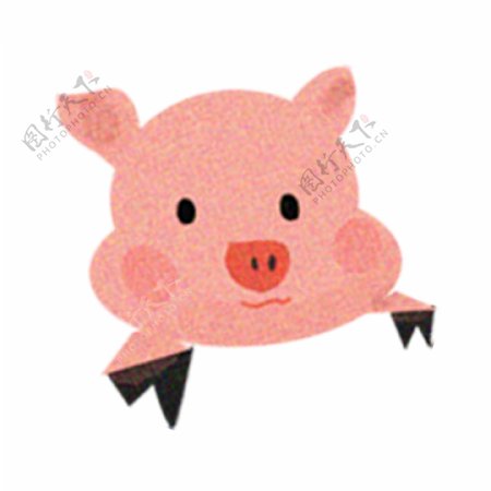 彩色卡通小猪png素材设计