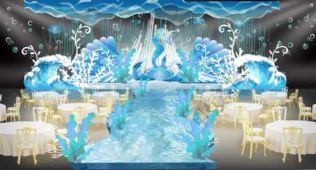 海洋婚礼主舞台效果图设计