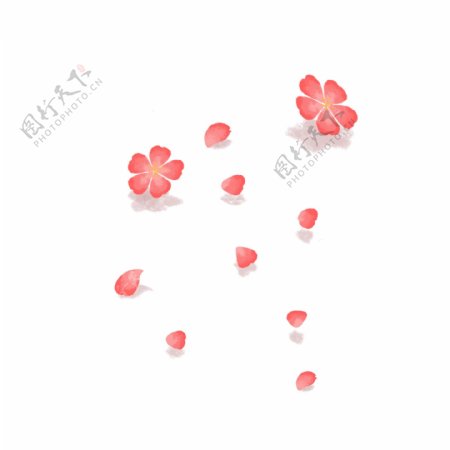 漂浮花瓣五瓣粉色手绘