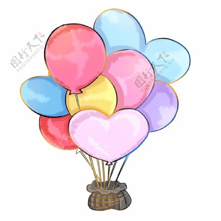 百日宴气球花束粉色蓝色黄色紫色小清新图标