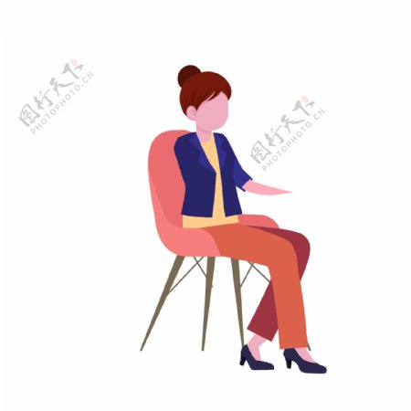 扁平化坐在办公椅上的商务女子