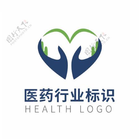 蓝色呵护健康医药卫生企业logo模板