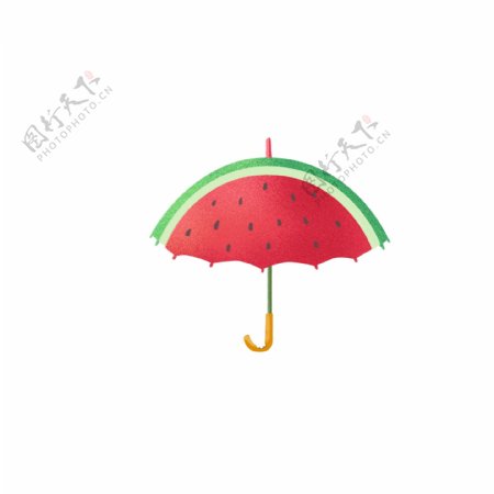 手绘卡通一把西瓜雨伞设计