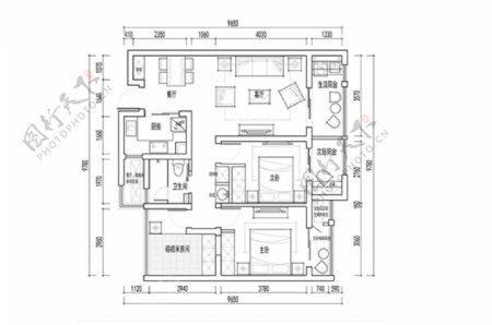 平层住宅CAD平面图