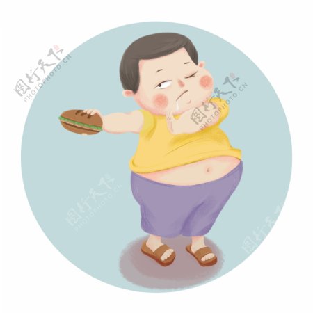 手绘肥胖人物小男孩卡通