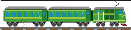 绿色卡通电力火车设计元素