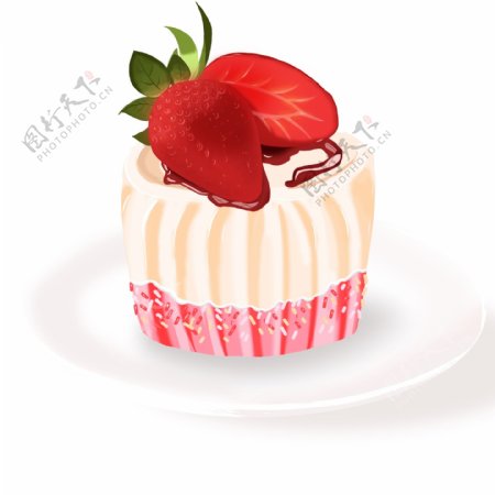 粉色草莓蛋糕装饰元素