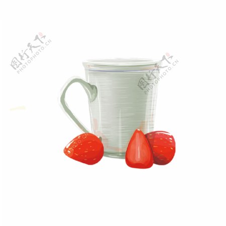 红色草莓杯子图案