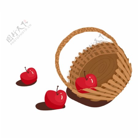 篮子与水果苹果插画