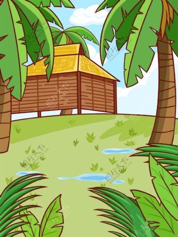 夏季海边椰树度假背景设计