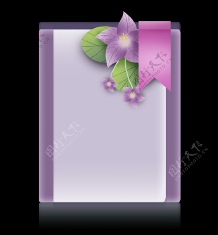春季紫色花卉立体提示框