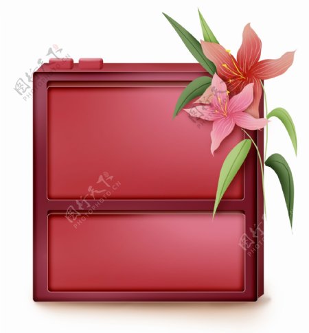 百合花红色立体文本框