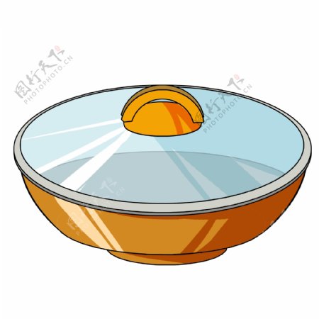 卡通黄色汤锅插图