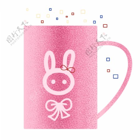 粉色兔子装饰杯子
