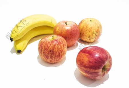 香蕉和苹果的特写