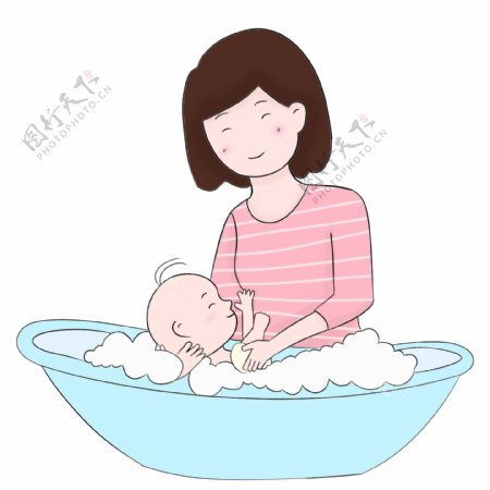 母亲节怀抱婴儿手绘插画