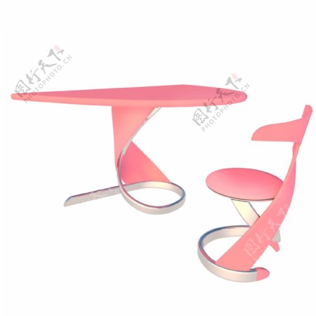 创意粉色桌子椅子