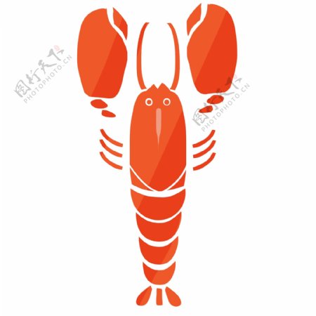 深海红色的龙虾插画