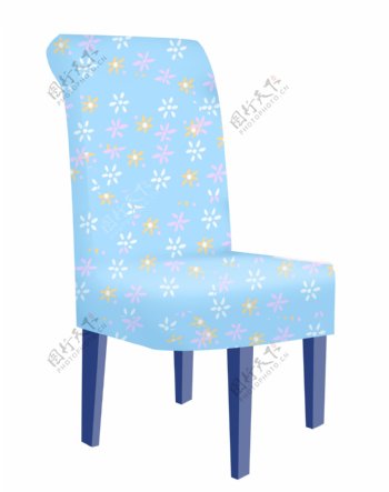 蓝色的花纹椅子插画