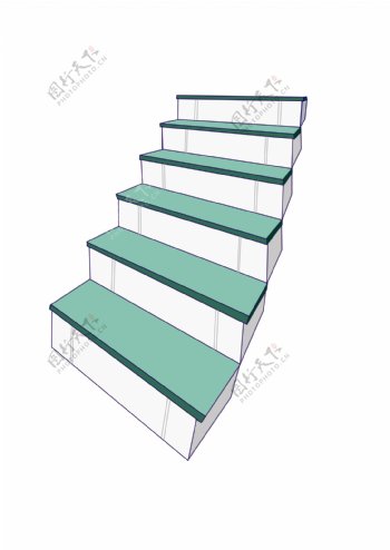 浅绿色的楼梯插画