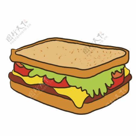 美味的小吃三明治插画