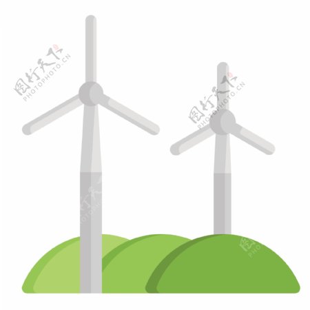 风车环保发电插画