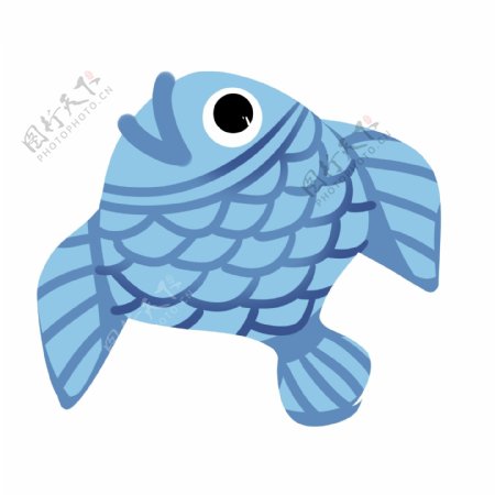 蓝色的小鱼风筝插画