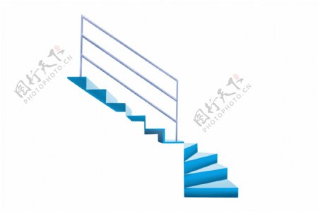 蓝色楼梯和护栏插画