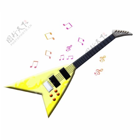 黄色的吉他装饰插画