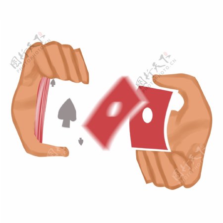 扑克牌洗牌手势插画