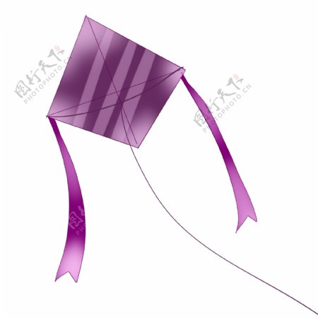 长丝带紫色风筝插画